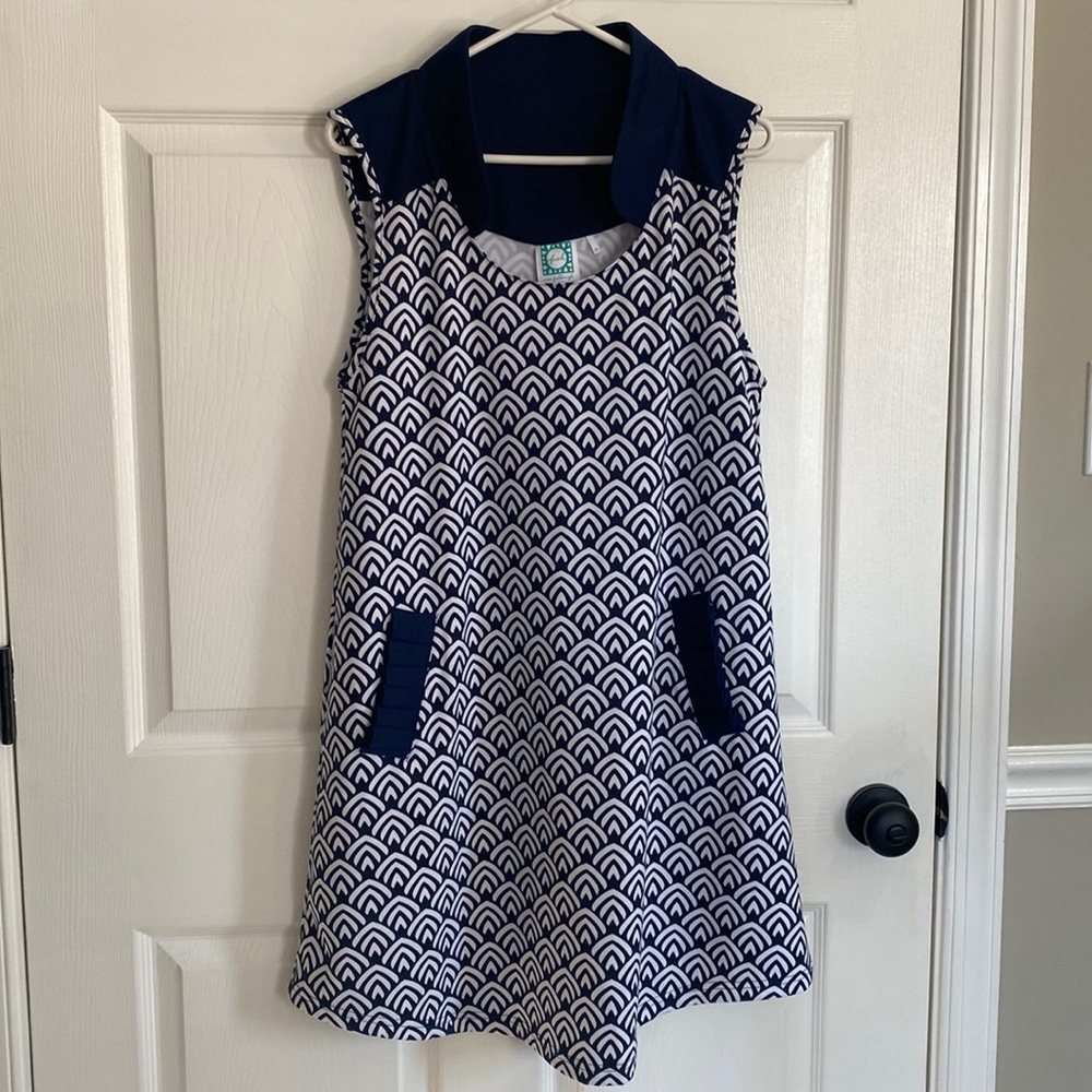 Vera Fishbaugh - vfish Dress/Bathing Suit Cover-up Size XL EUC Navy and White